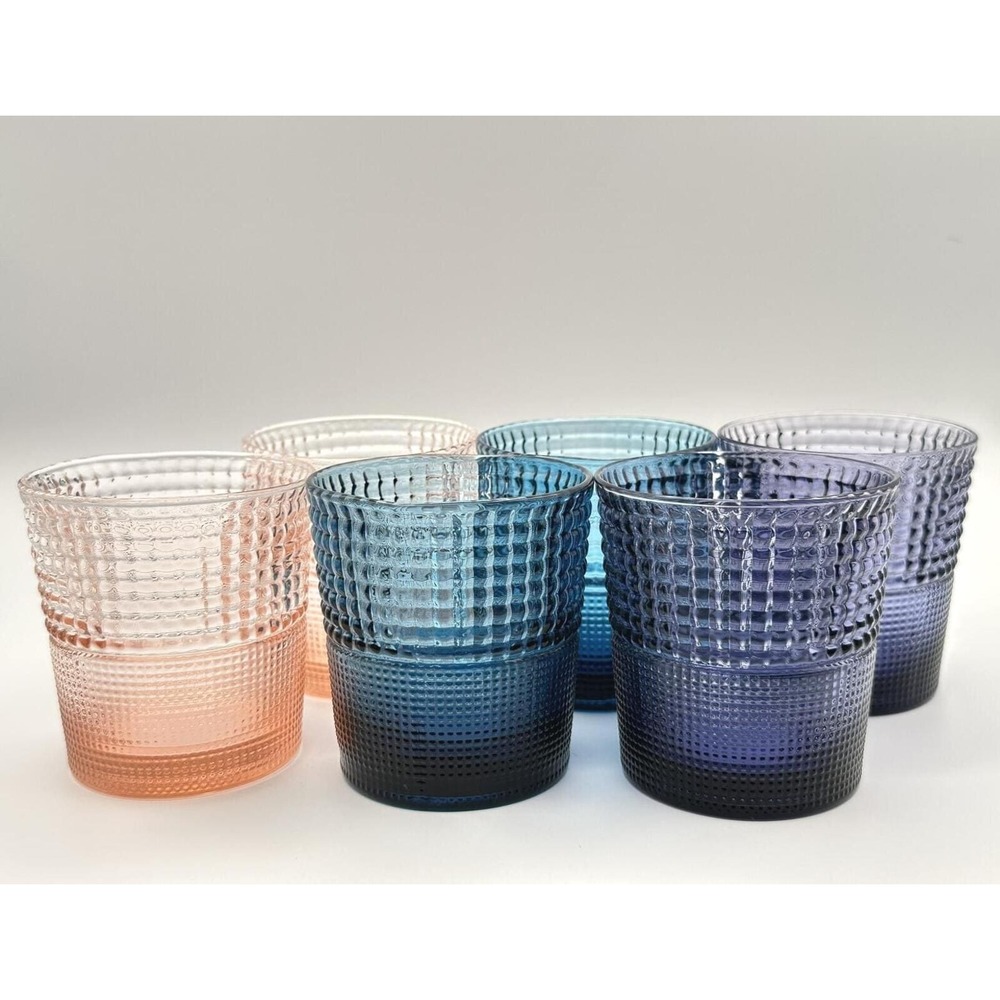 IVV Speedy Mouth‑Blown Glass Tumblers—Set of 6, Made in Italy, Textured Pattern